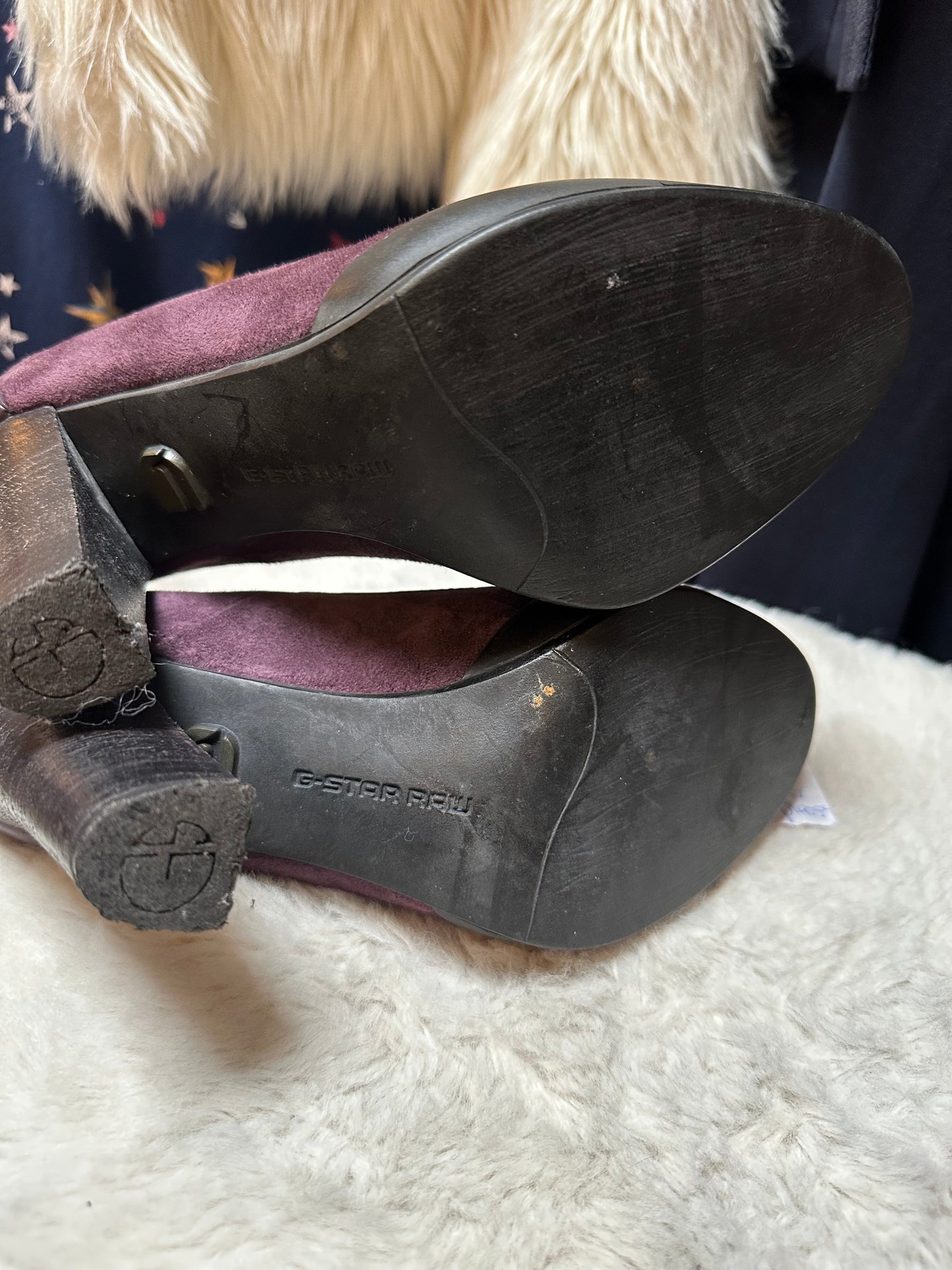 Designer GStar Suede Purple Heels Size 4