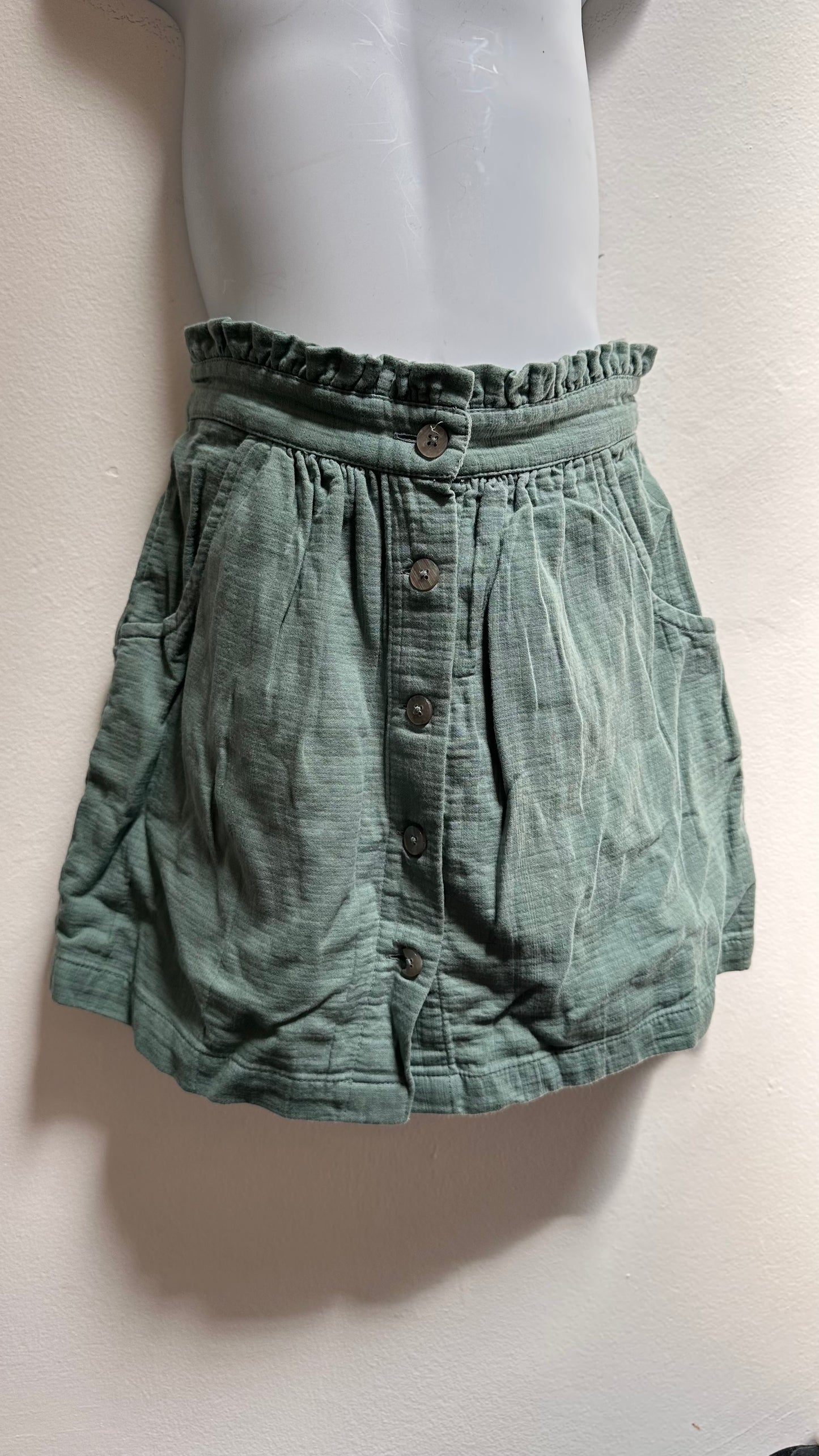 Leigh Tucker Sage Green 100% Cotton Skirt Age 6-7