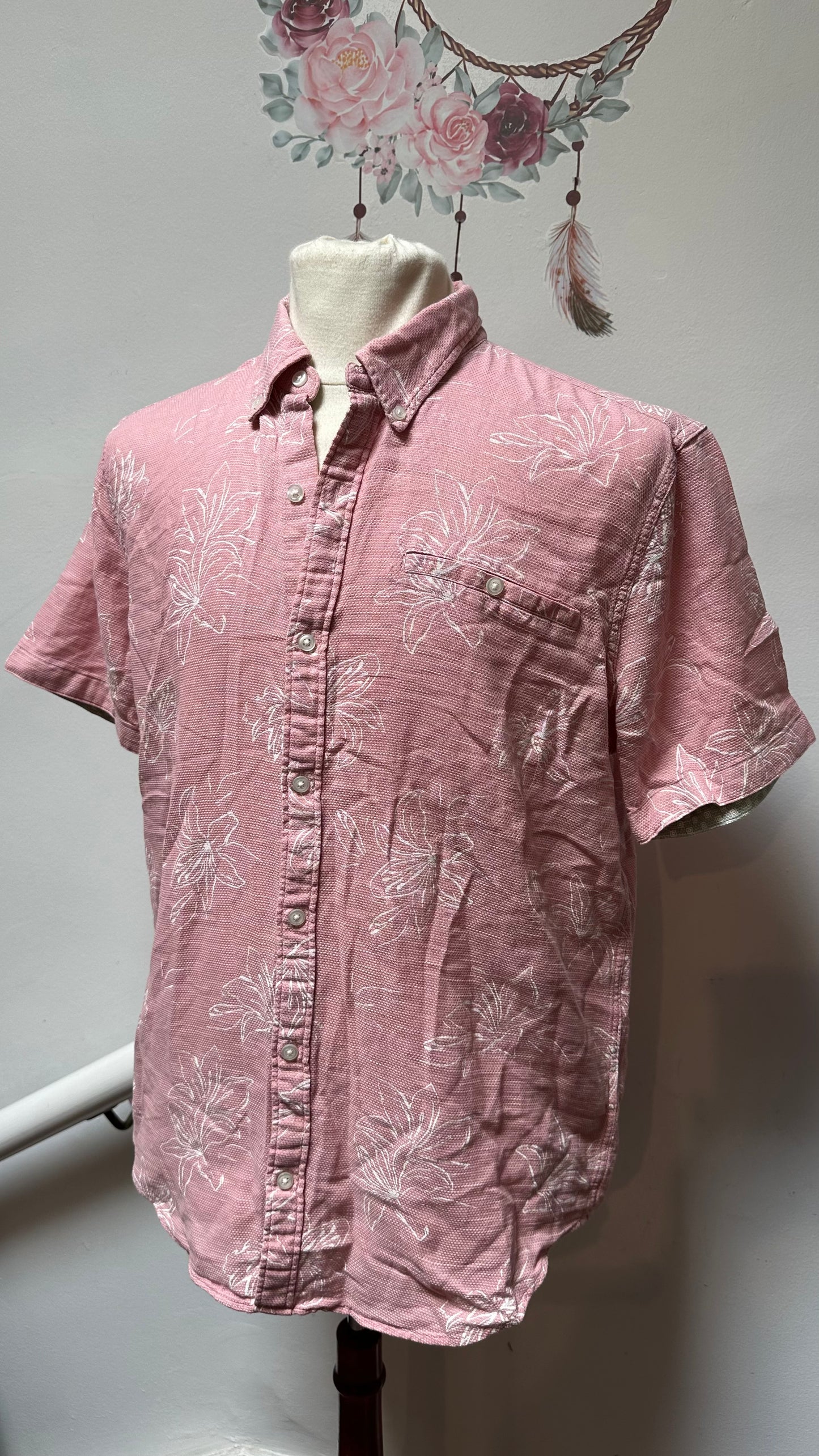 Next Pink Shirt Size L 100% Cotton