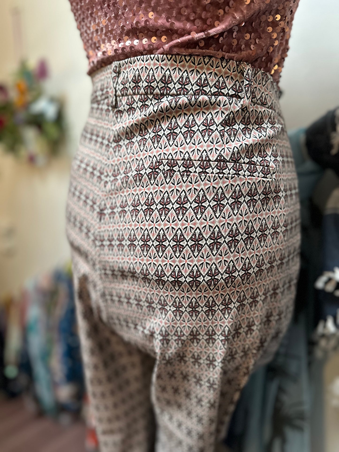 Dunnes Stretchy Print Trousers Size 18