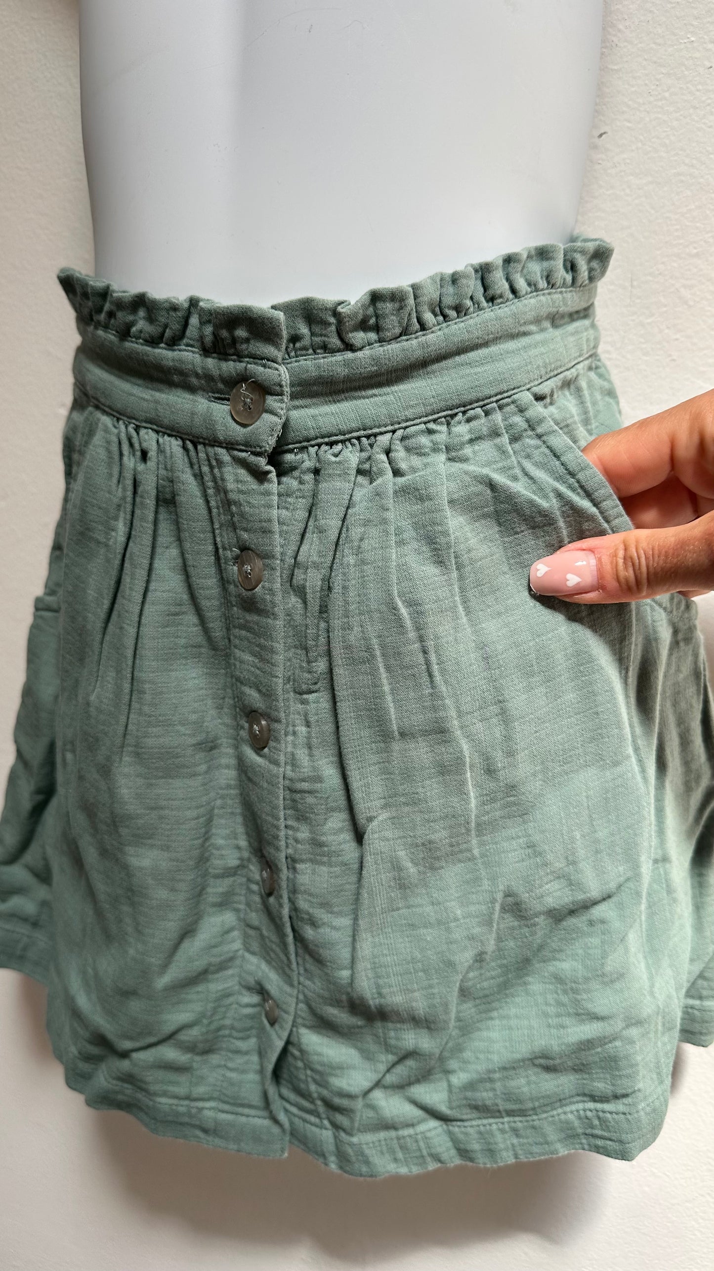 Leigh Tucker Sage Green 100% Cotton Skirt Age 6-7