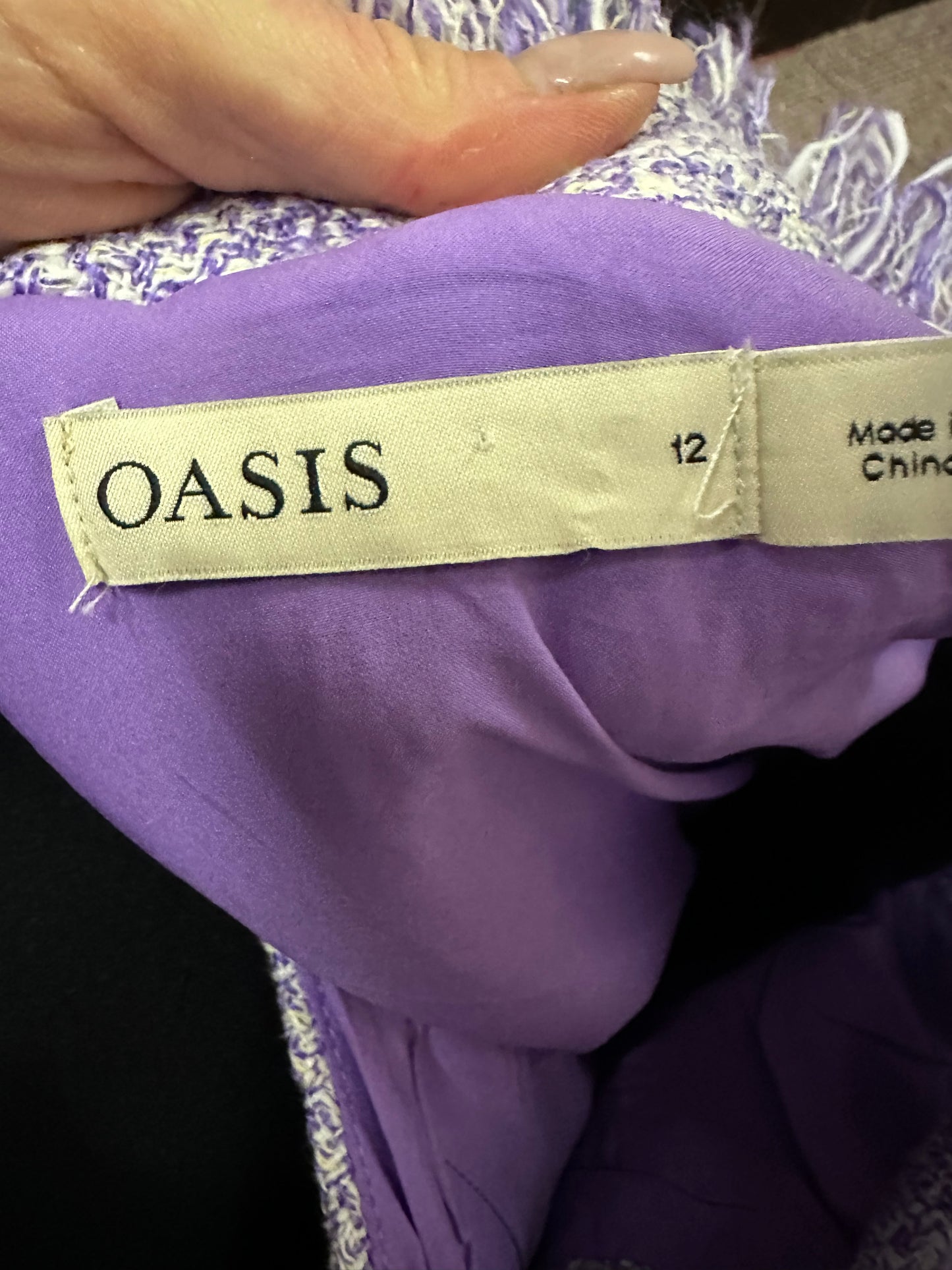 Oasis Lavender Fromge Pinafore Size 12