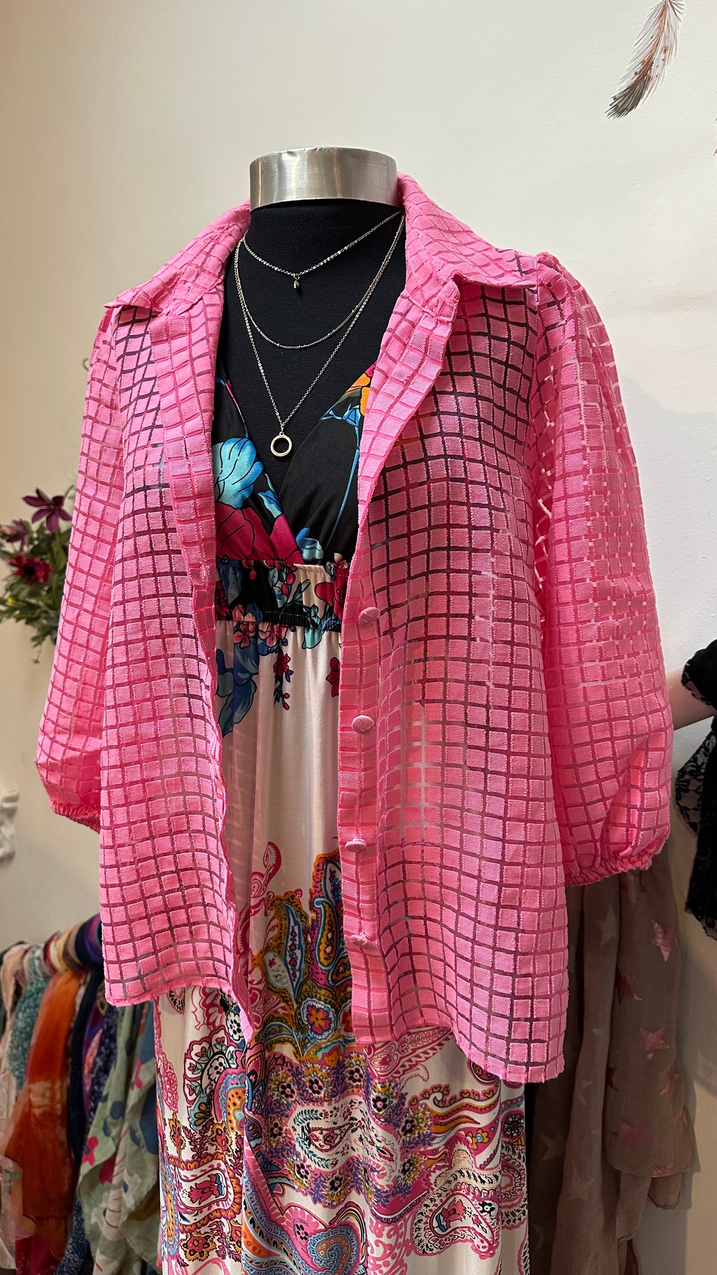 Savida Pink Oversized Blouse Size