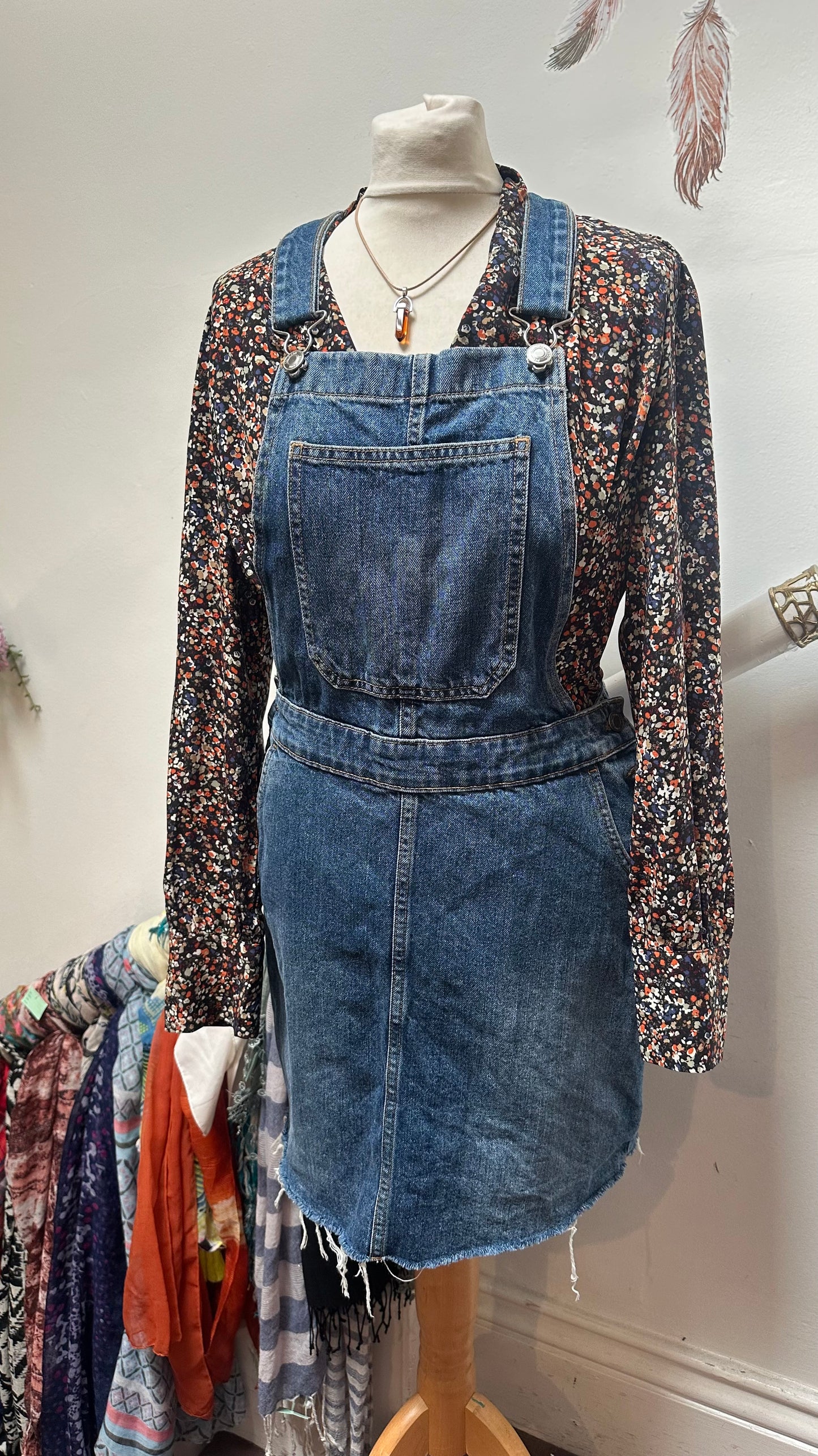 F&F Denim Dungaree Dress Size 10