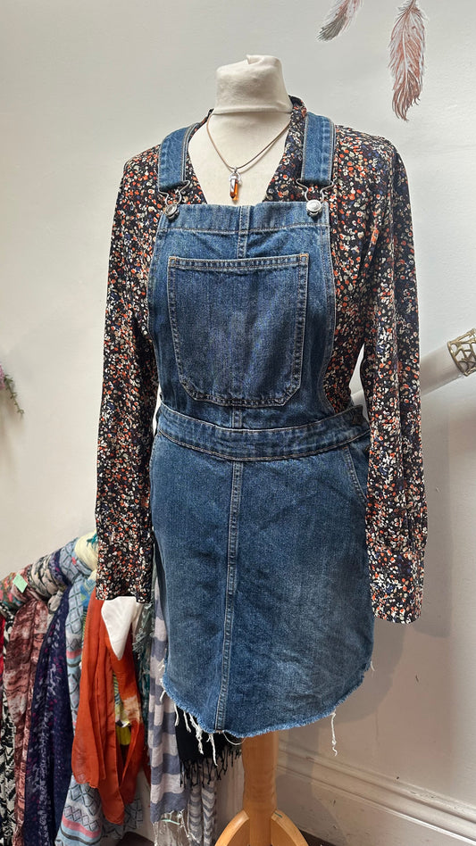 F&F Denim Dungaree Dress Size 10