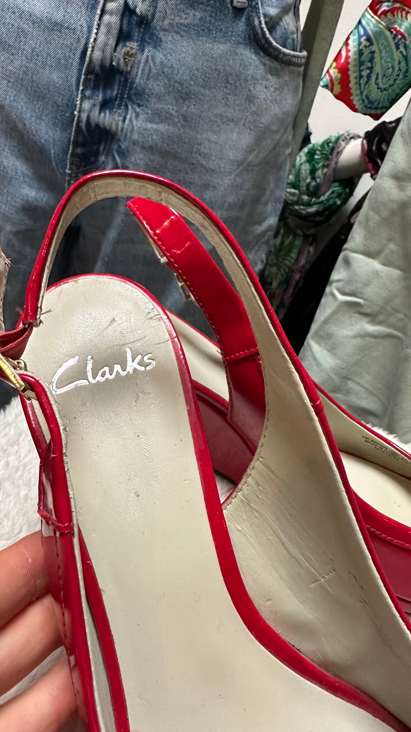 Clark’s Red Patent Peep Toes Size 8