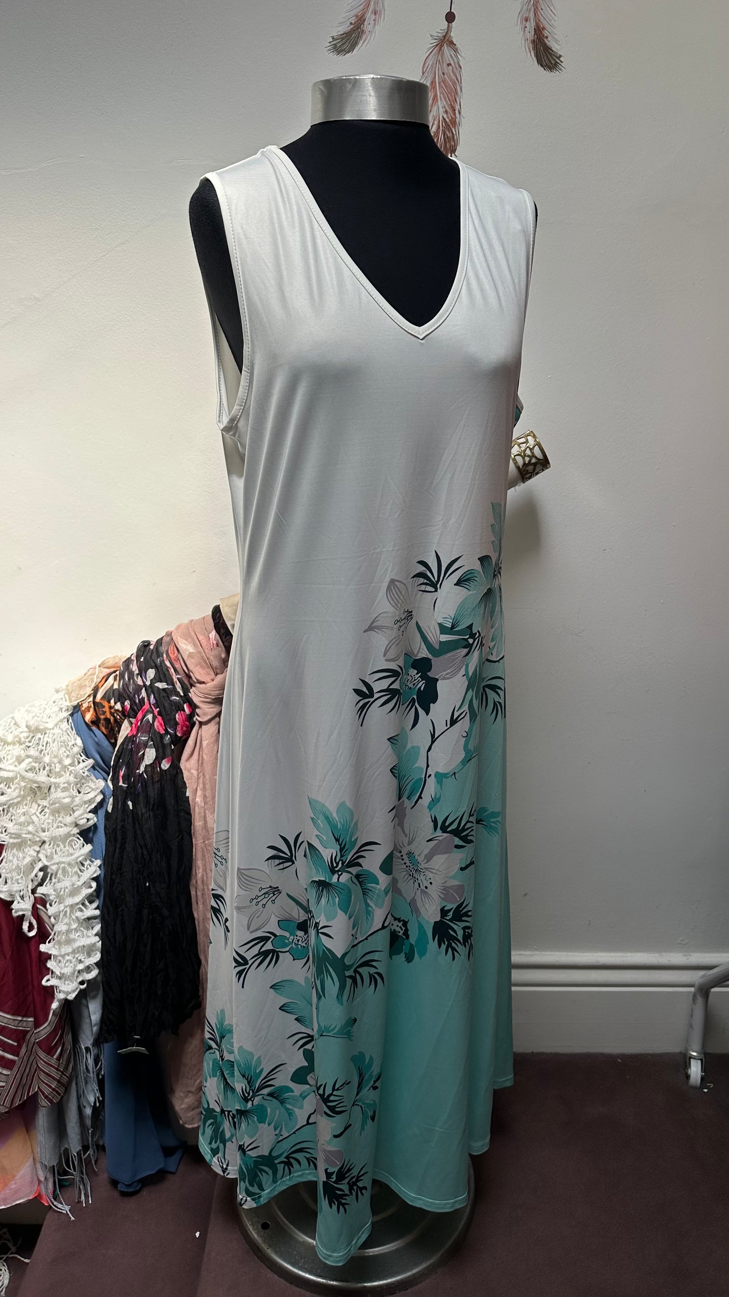 Turquoise Floral Dress Best Fit Size L