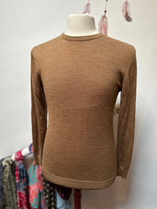 Designer Easy Black 100% Merino Wool Fine Knit Sweater Size M