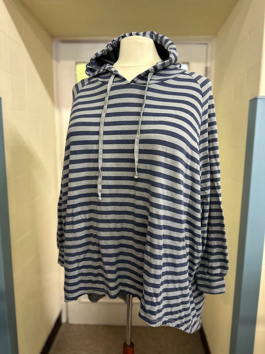 Made in Italy Blue Striped Hoodie, 100% Cotton, Best Fit 24