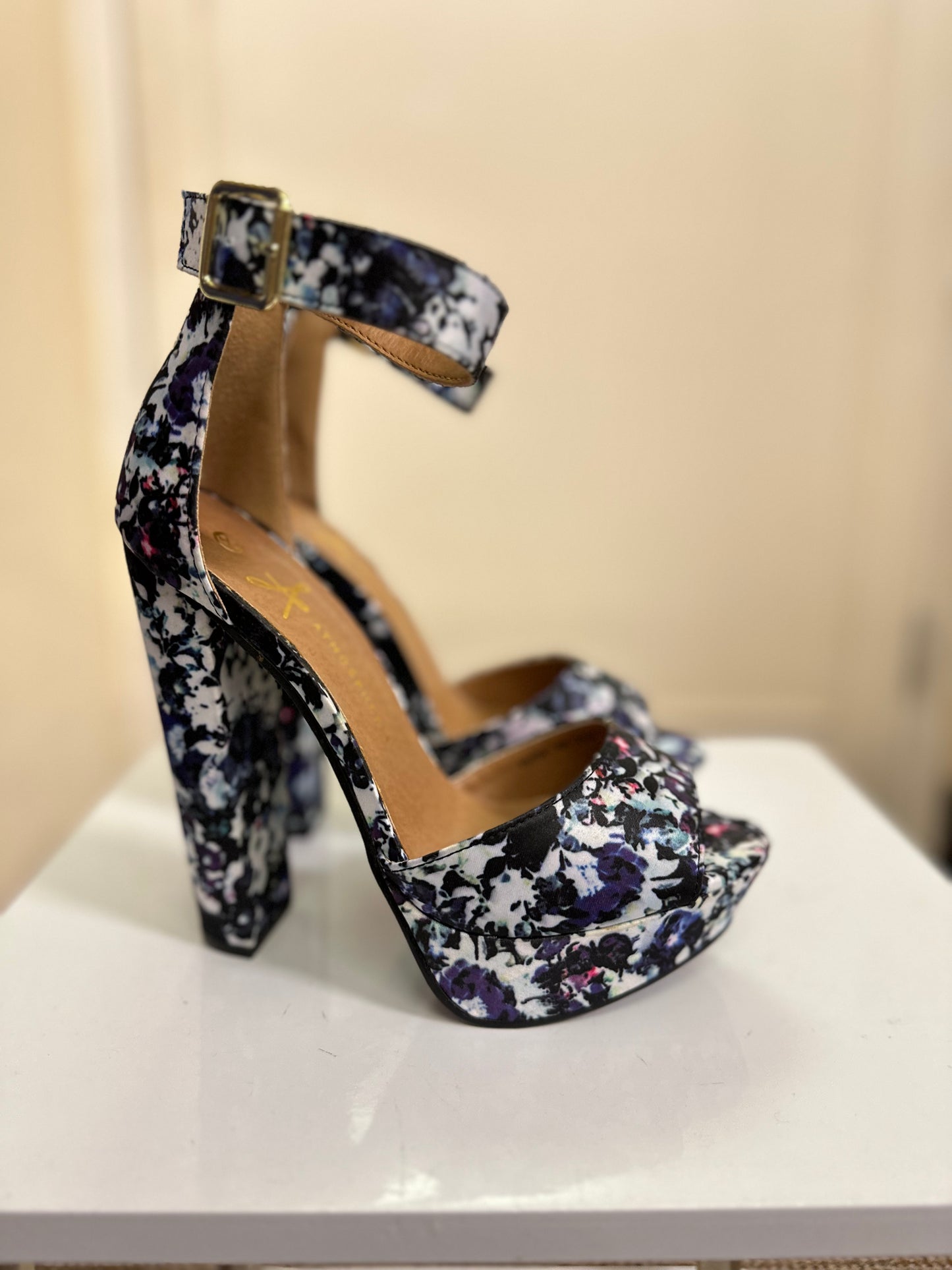 Atmosphere Floral Block Heel Sandal, Size 4, New without Tags