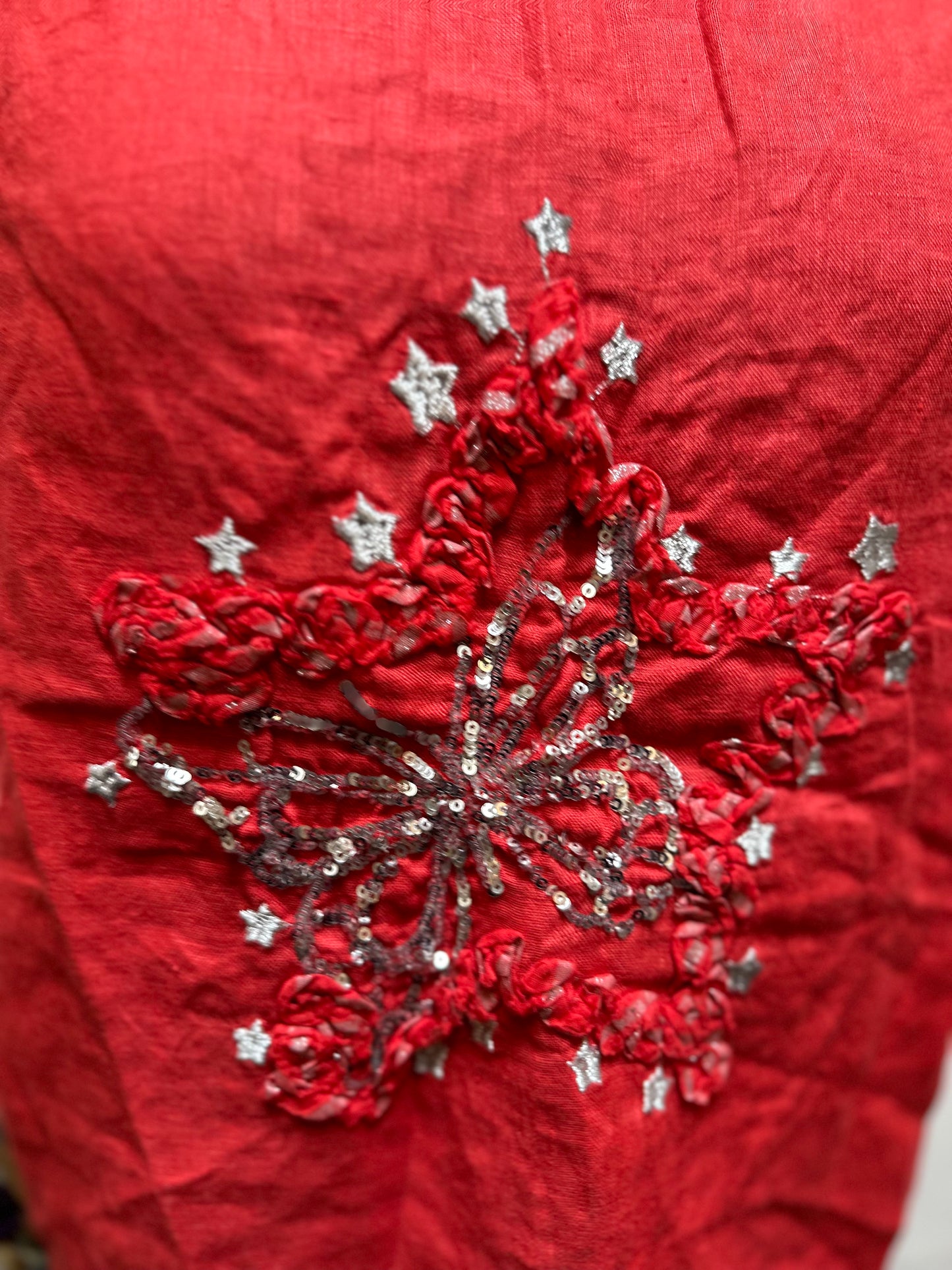 Made in Italy Linen & Cotton Red Star Top Best fit Size 18