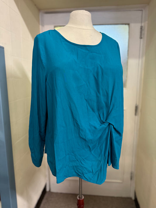 Monsoon Teal Twist Top, Size 22