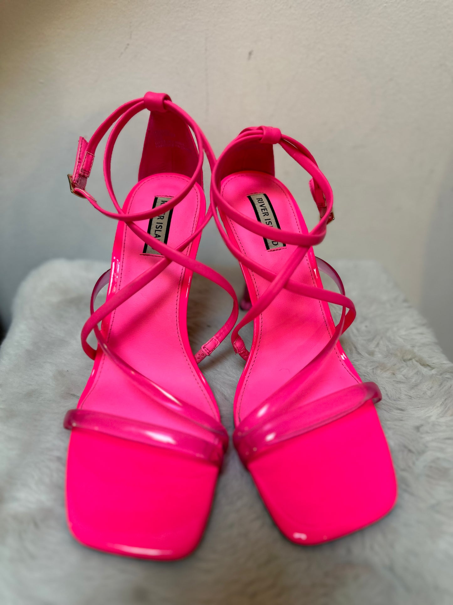 River Island Neon Pink Sandals, Size 7