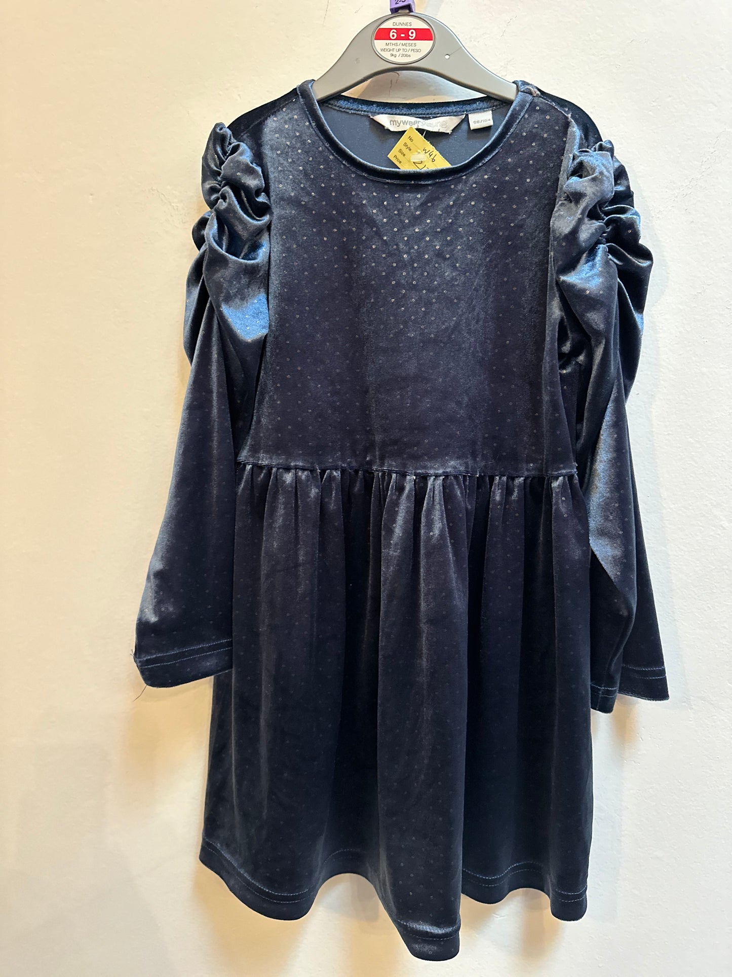 My Wear Blue Velvet Shimmer Dress Age 3-4