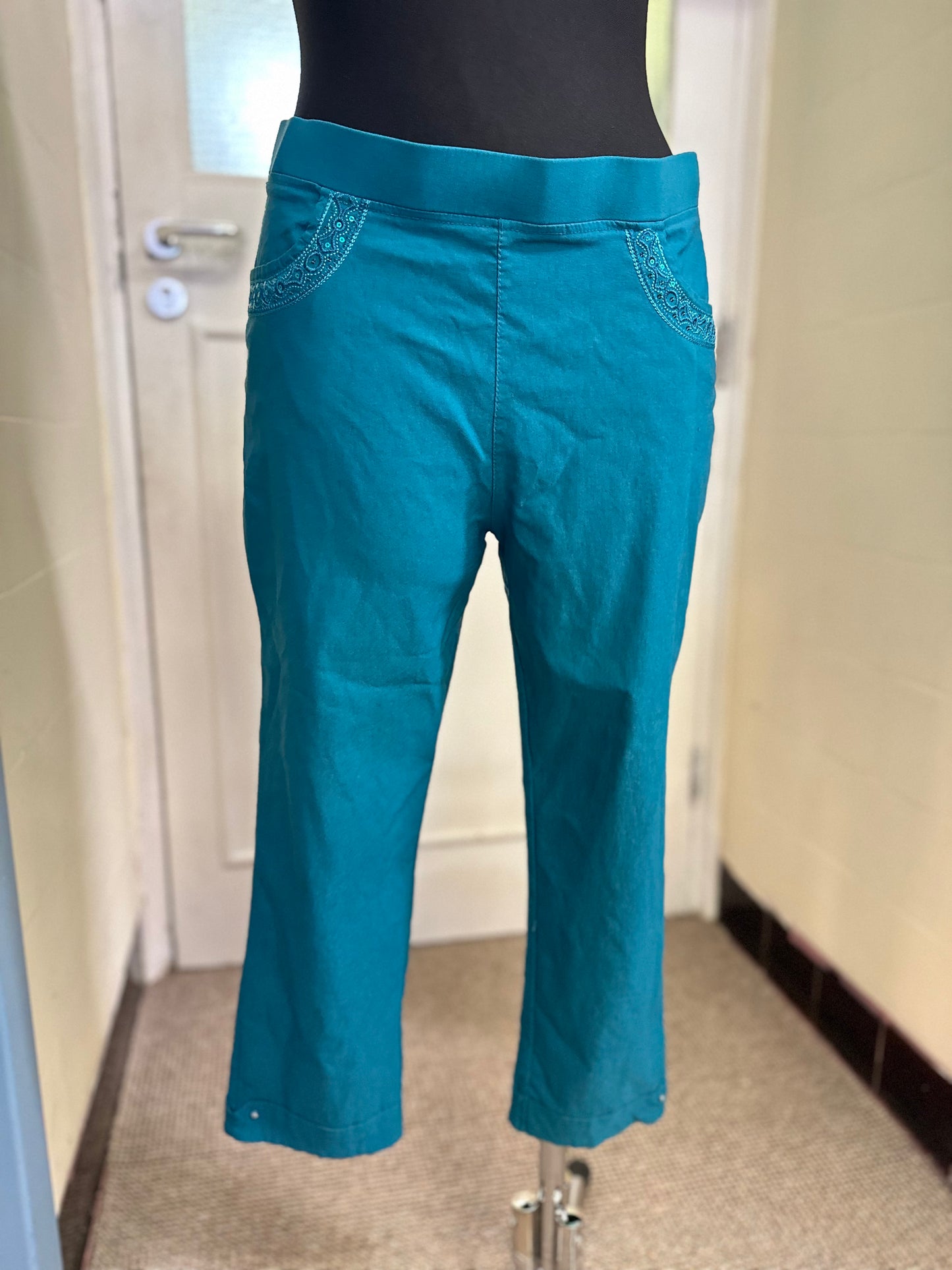 Just Elegance Teal Cropped Trousers Best Fit Size 14/16