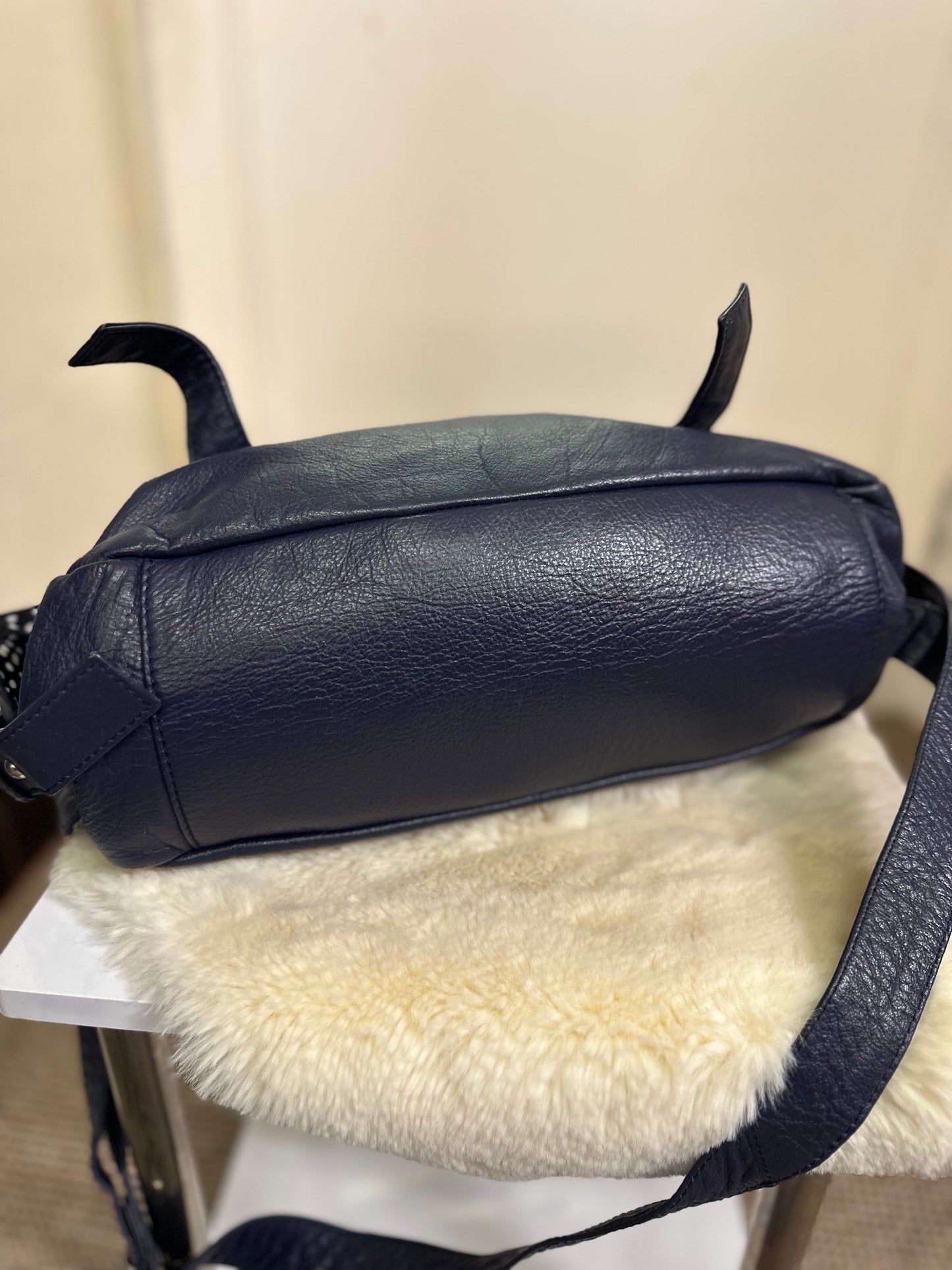 Navy Real Leather Bag