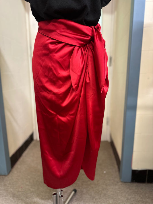 Dunnes Red Satin Skirt Size 16