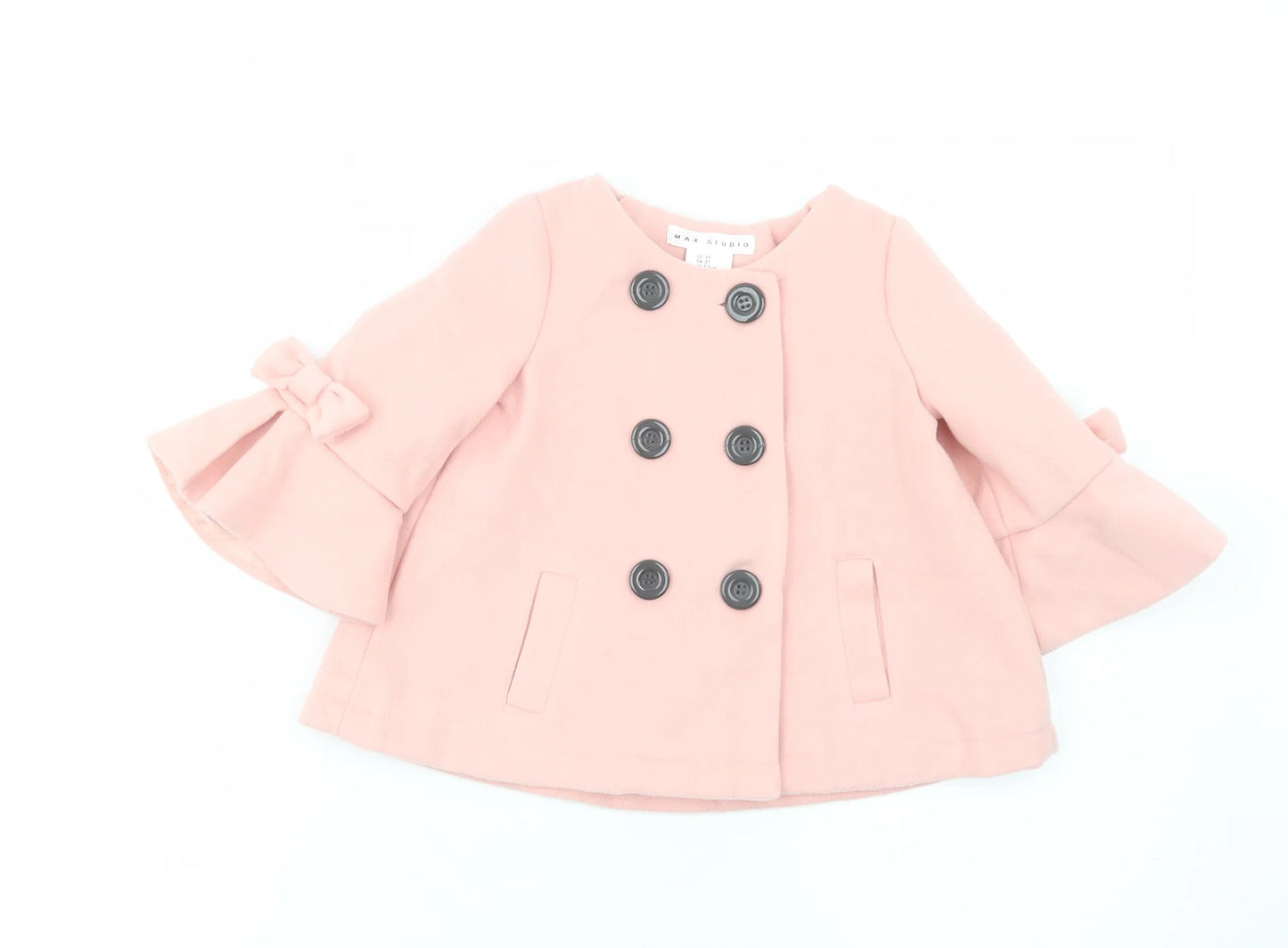 Designer Max Studio Pink Bow Coat, Age 18-24 Months, Immaculate Condition