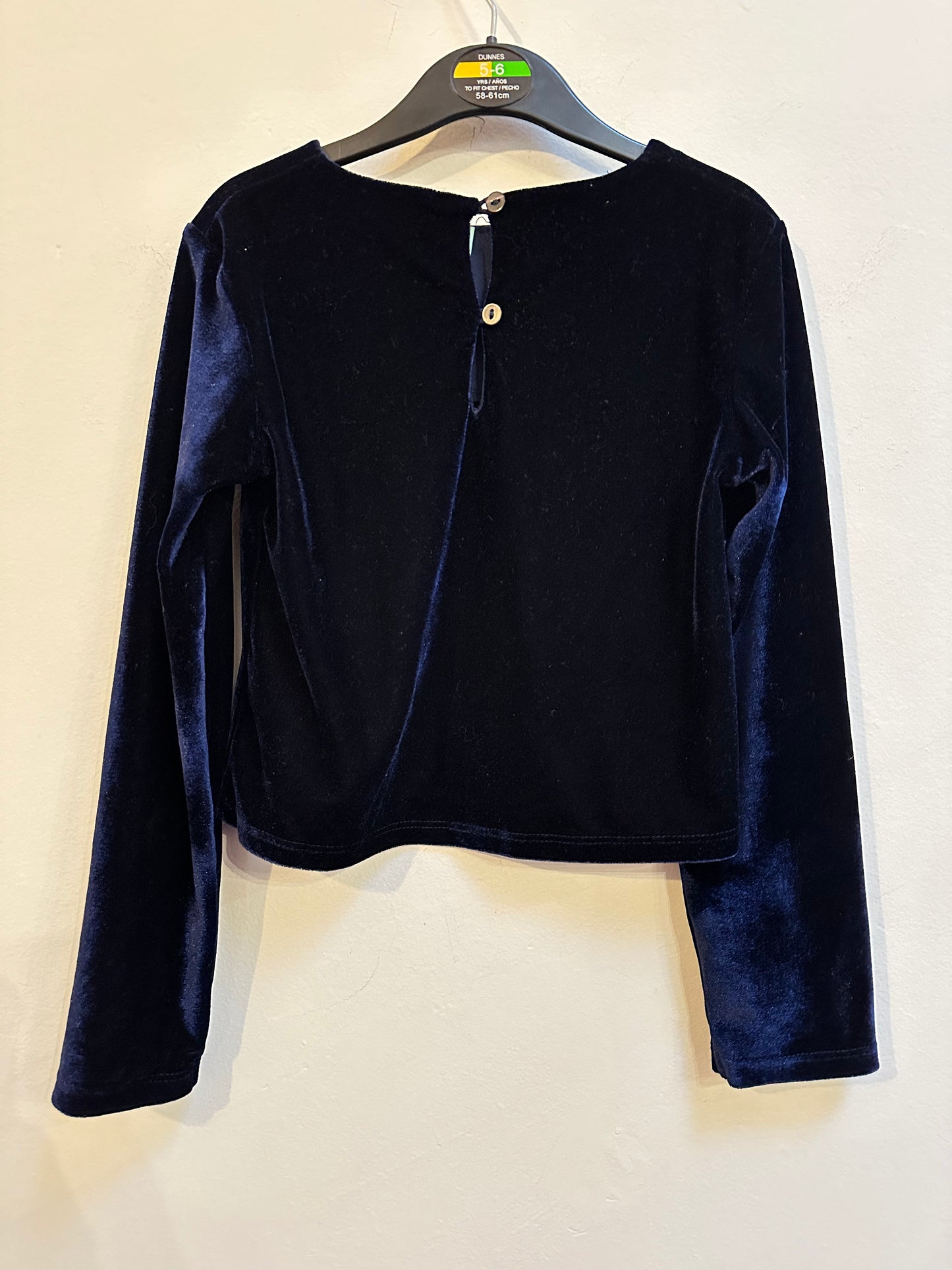 Dunnes Navy Velvet Top, Age 8