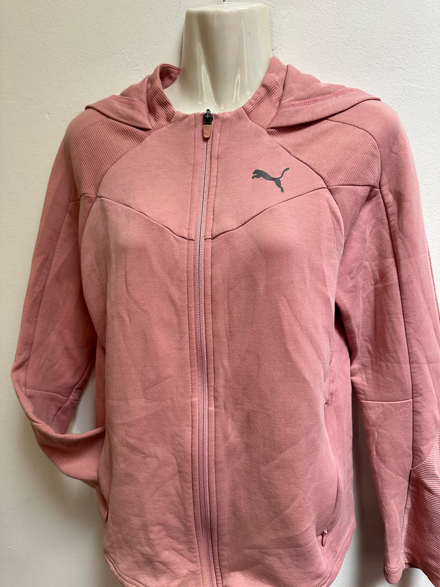 Puma Blush Pink Full Zip Hoodie, Size XS or Age 13-14, One Stain