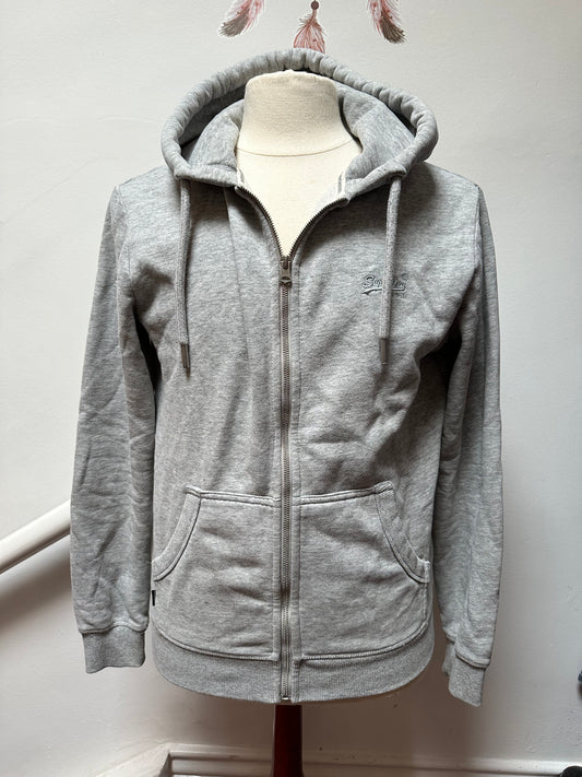 Superdry Grey Zip Up Hoodie, Size M