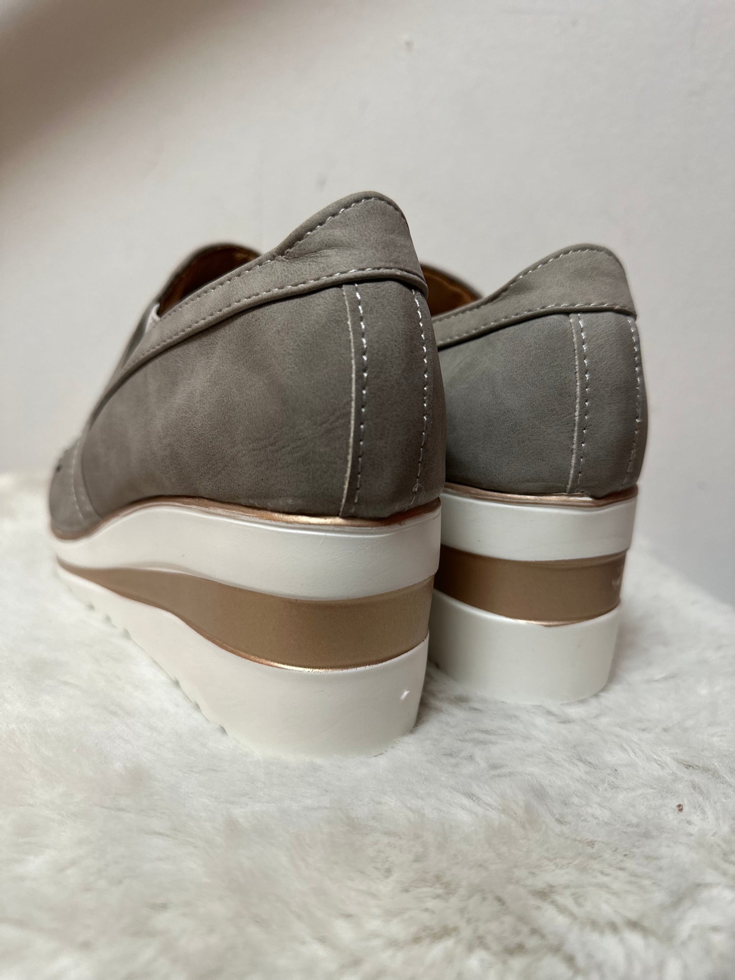 Grey Slip Ons, New, Size 2