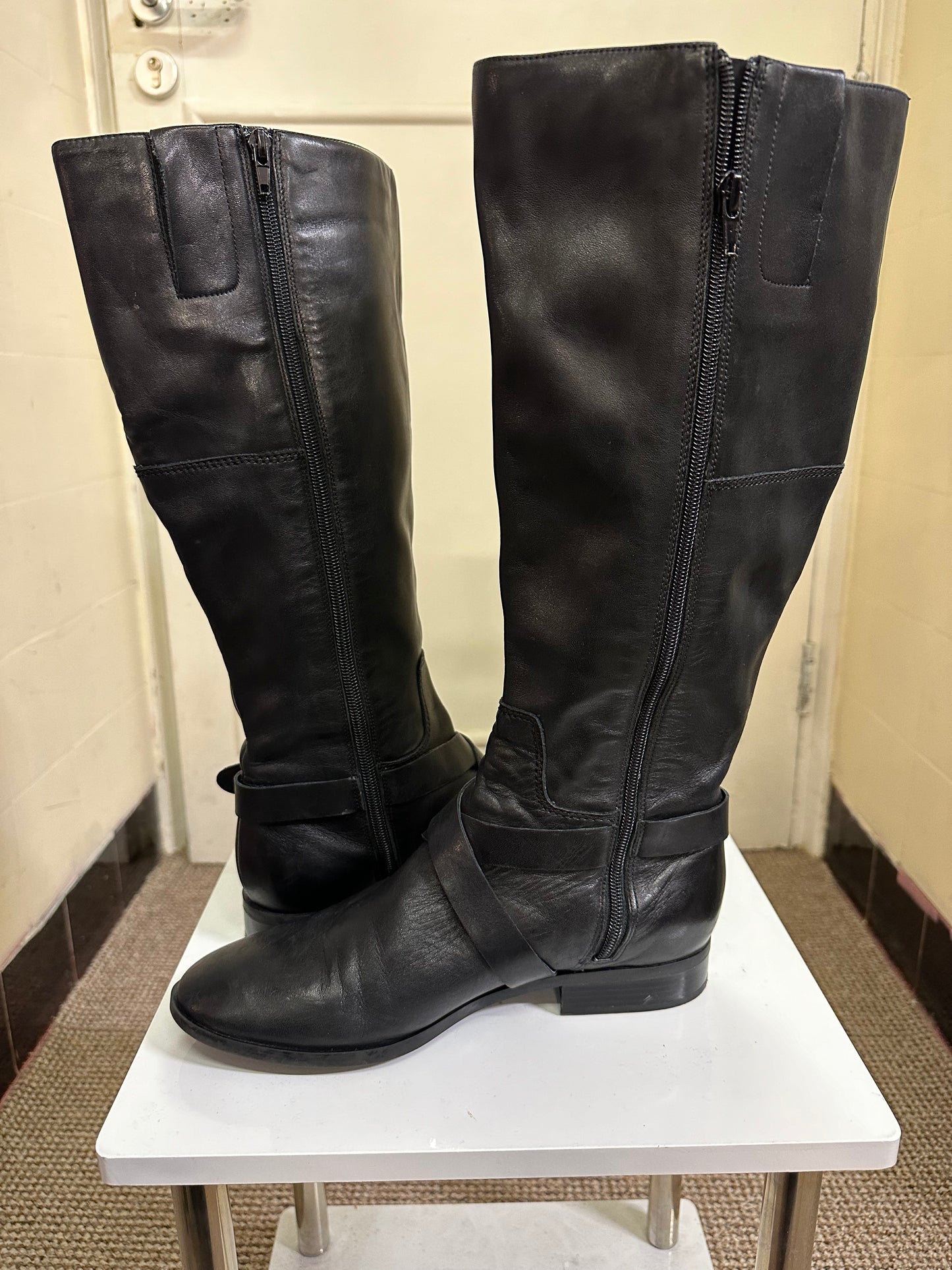 Nine West Real Leather Long Boots, Size 7 with Size L Shaft