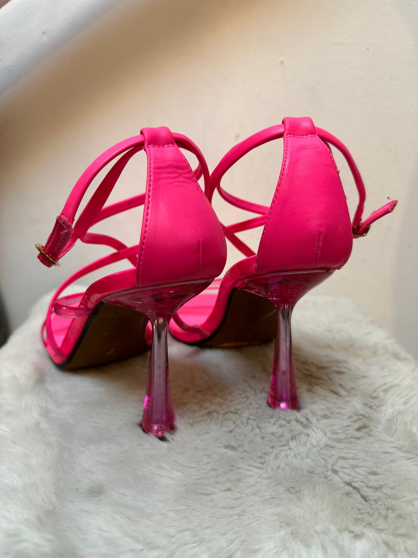 River Island Neon Pink Sandals, Size 7