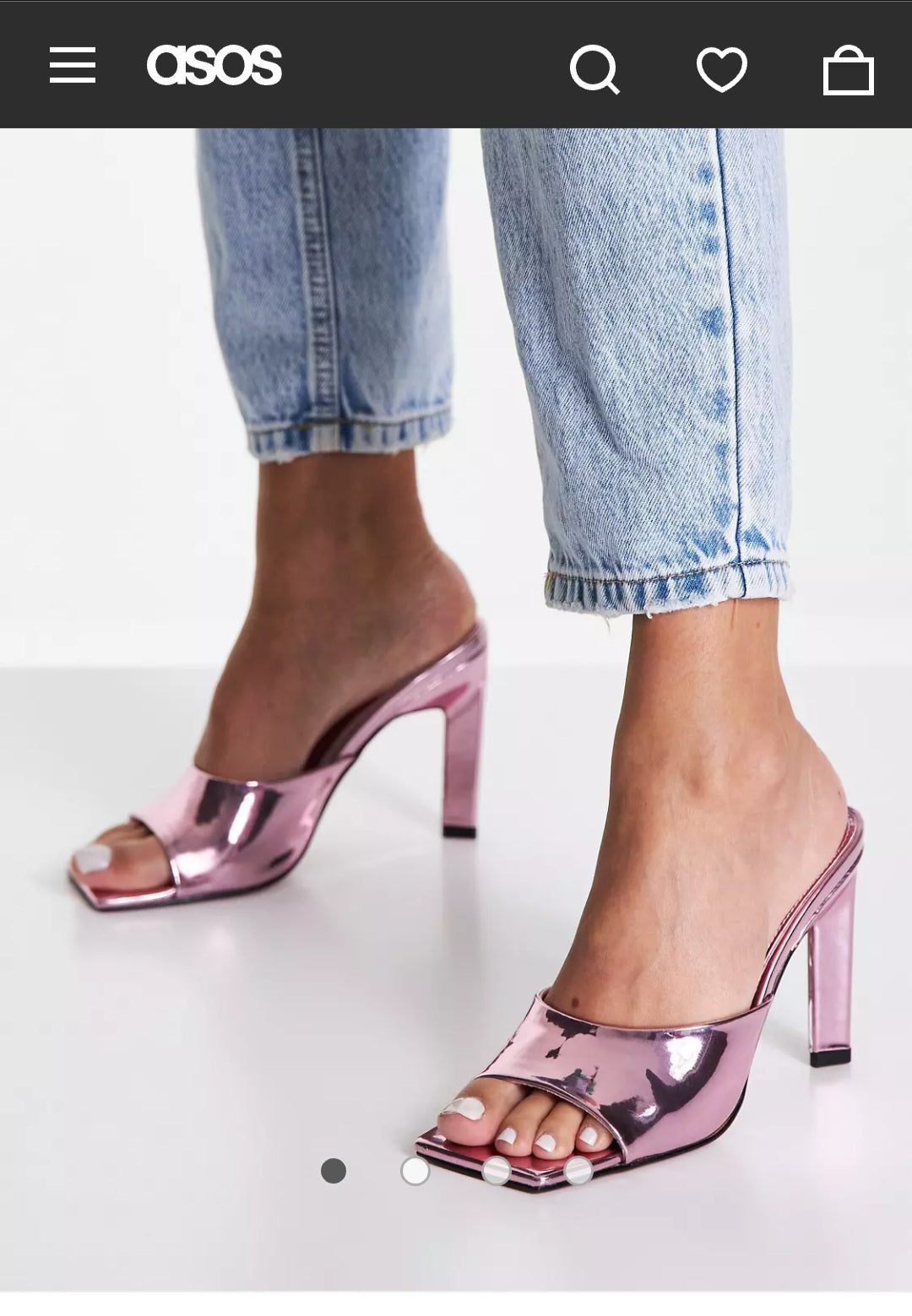 Asos, new,pink metallic heeled mules, size 7