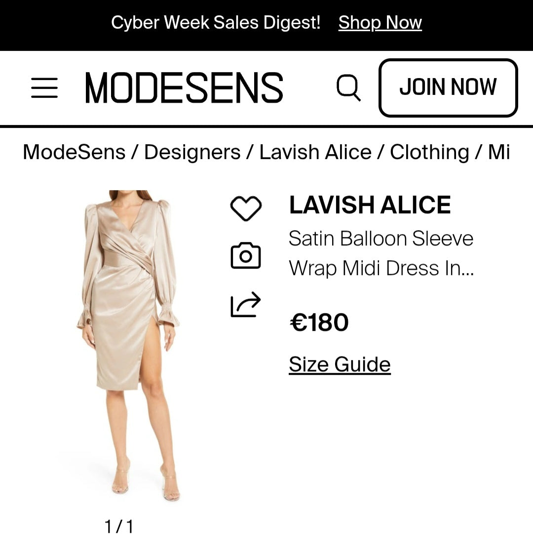 LAVISH ALICE
Satin Balloon Sleeve Wrap Midi Dress In Champagne-gold, size 10