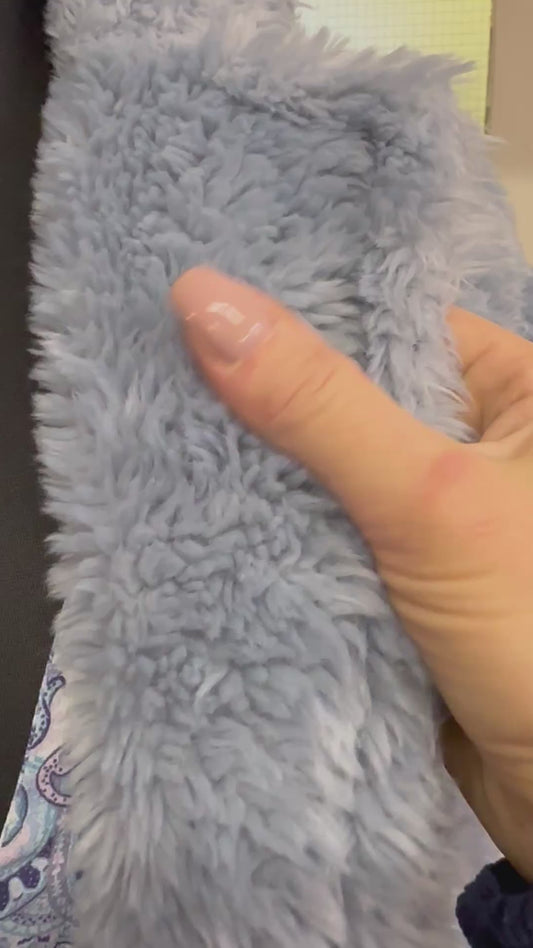 Blue Faux Fur Jacket with 3/4 sleeves Best Fit Size S