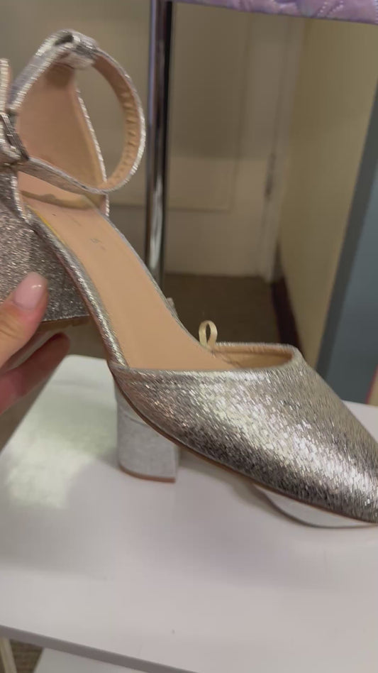 Very Silver Sparkle Block Heel Shie Size 5