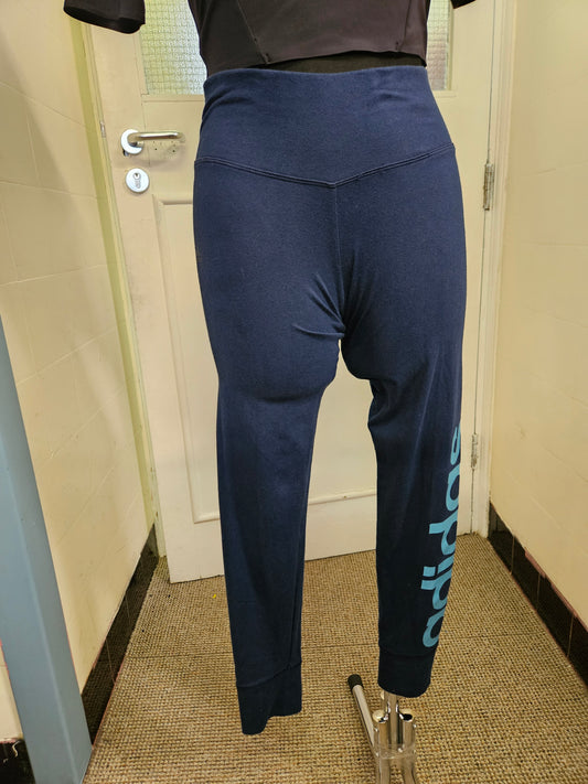 Adidas navy/blue logo leggings, size 8/10